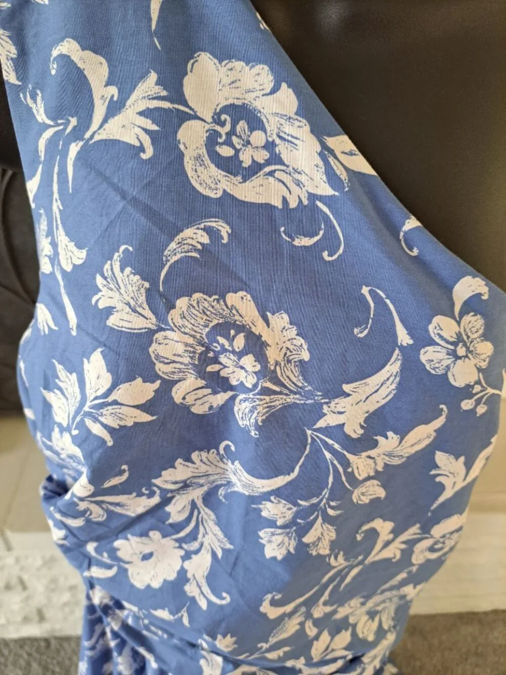 New Abercrombie & Fitch Maxi Womens One-Shoulder White Blue Floral Dress Size L - Picture 3 of 13